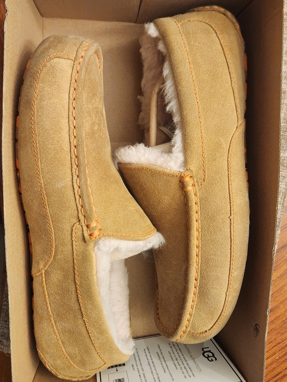 UGG Chestnut Suede Shearling-Lined Slip-On Loafers